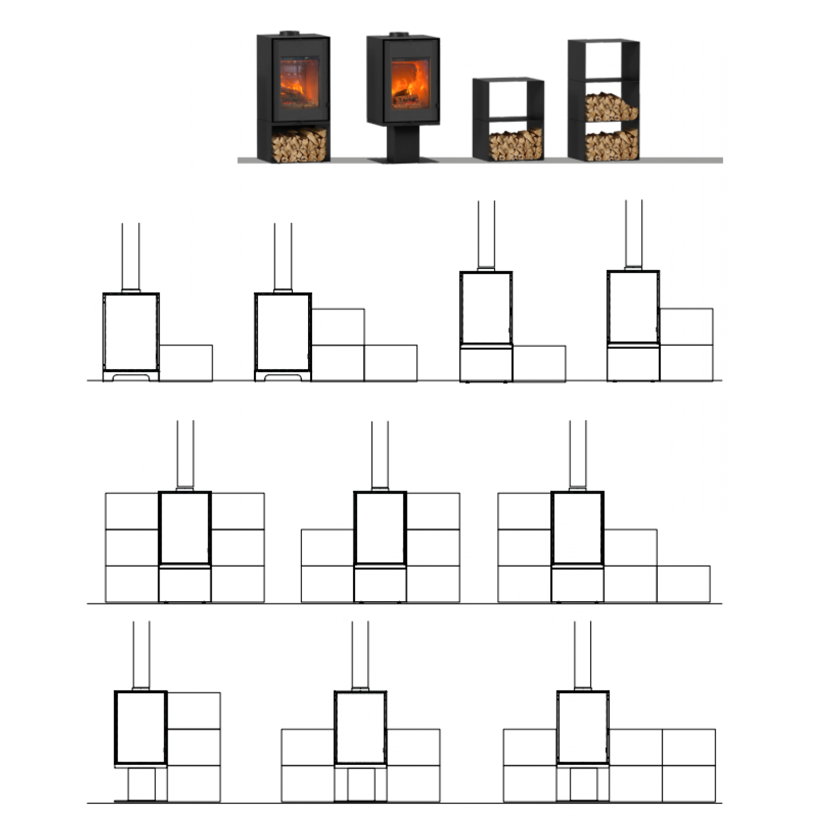Poêle à bois Domino avec range bûche et module 2 étages – Image 5