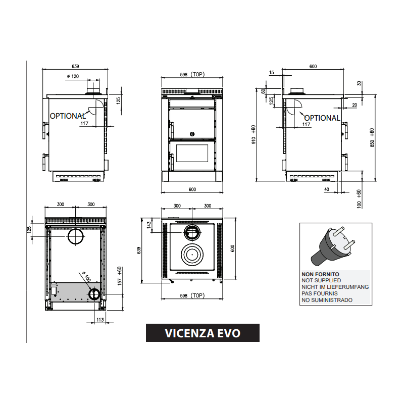 Cuisinière à bois encastrable Vicenza Evo - 6 Kw – Image 4